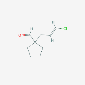 molecular formula C9H13ClO B13234115 1-(3-Chloroprop-2-en-1-yl)cyclopentane-1-carbaldehyde 