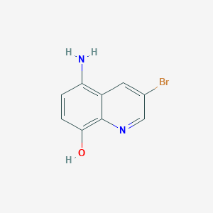 molecular formula C9H7BrN2O B13234799 5-Amino-3-bromoquinolin-8-ol 