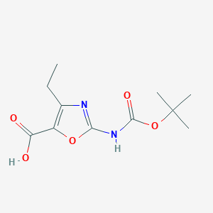 molecular formula C11H16N2O5 B13234839 2-{[(Tert-butoxy)carbonyl]amino}-4-ethyl-1,3-oxazole-5-carboxylic acid 