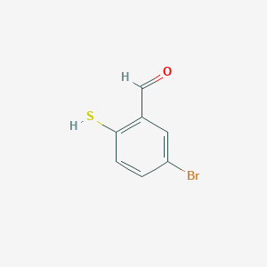 molecular formula C7H5BrOS B13234887 5-Bromo-2-mercaptobenzaldehyde 