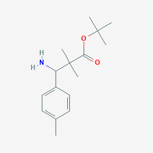 molecular formula C16H25NO2 B13234951 tert-Butyl 3-amino-2,2-dimethyl-3-(4-methylphenyl)propanoate 