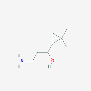 molecular formula C8H17NO B13235007 3-Amino-1-(2,2-dimethylcyclopropyl)propan-1-ol 