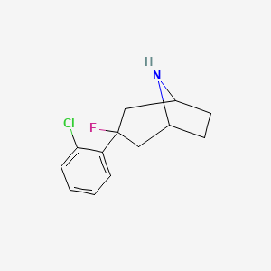 molecular formula C13H15ClFN B13235052 3-(2-Chlorophenyl)-3-fluoro-8-azabicyclo[3.2.1]octane 