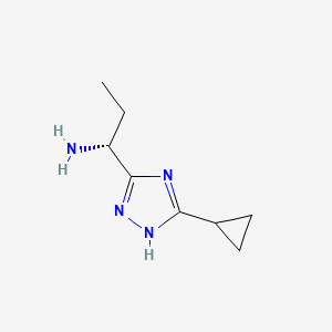 molecular formula C8H14N4 B13235305 (1R)-1-(5-Cyclopropyl-1H-1,2,4-triazol-3-yl)propan-1-amine 