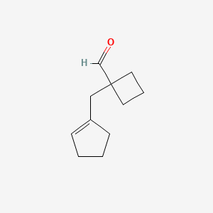 molecular formula C11H16O B13235374 1-(Cyclopent-1-en-1-ylmethyl)cyclobutane-1-carbaldehyde 