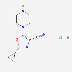 2-Cyclopropyl-5-(piperazin-1-yl)-1,3-oxazole-4-carbonitrile hydrochloride