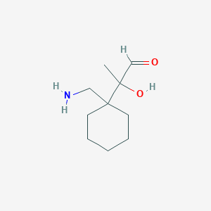 molecular formula C10H19NO2 B13235444 2-[1-(Aminomethyl)cyclohexyl]-2-hydroxypropanal 