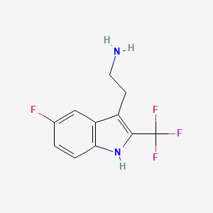 molecular formula C11H10F4N2 B13235459 2-[5-Fluoro-2-(trifluoromethyl)-1H-indol-3-yl]ethan-1-amine 