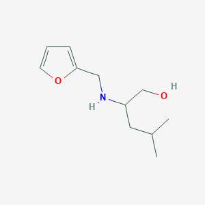 molecular formula C11H19NO2 B13235789 2-((Furan-2-ylmethyl)amino)-4-methylpentan-1-ol 