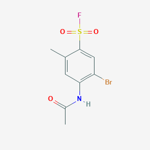 molecular formula C9H9BrFNO3S B13235820 5-Bromo-4-acetamido-2-methylbenzene-1-sulfonyl fluoride 