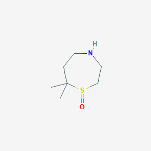 molecular formula C7H15NOS B13235822 7,7-Dimethyl-1lambda4,4-thiazepan-1-one 