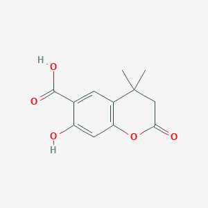 molecular formula C12H12O5 B13235830 7-Hydroxy-4,4-dimethyl-2-oxo-3,4-dihydro-2H-1-benzopyran-6-carboxylic acid 