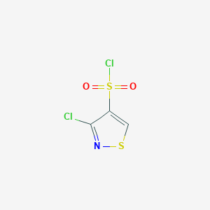 molecular formula C3HCl2NO2S2 B13236076 3-Chloro-1,2-thiazole-4-sulfonyl chloride CAS No. 89502-17-0