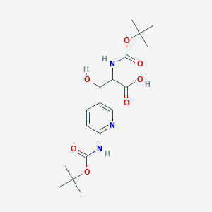 molecular formula C18H27N3O7 B13236145 2-{[(Tert-butoxy)carbonyl]amino}-3-(6-{[(tert-butoxy)carbonyl]amino}pyridin-3-yl)-3-hydroxypropanoic acid 