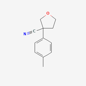 molecular formula C12H13NO B13236430 3-(4-Methylphenyl)oxolane-3-carbonitrile 