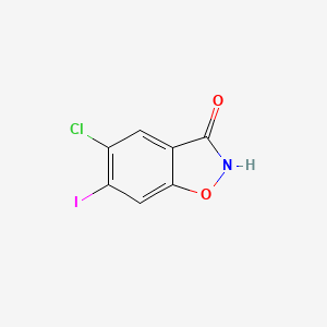 molecular formula C7H3ClINO2 B13236471 5-Chloro-6-iodo-1,2-benzoxazol-3-ol 