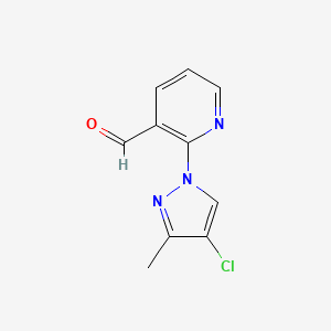 molecular formula C10H8ClN3O B13236537 2-(4-Chloro-3-methyl-1H-pyrazol-1-yl)pyridine-3-carbaldehyde 