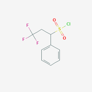 molecular formula C9H8ClF3O2S B13236618 3,3,3-Trifluoro-1-phenylpropane-1-sulfonyl chloride 