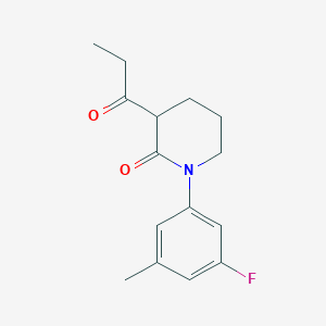 molecular formula C15H18FNO2 B13236655 1-(3-Fluoro-5-methylphenyl)-3-propanoylpiperidin-2-one 