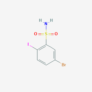 molecular formula C6H5BrINO2S B13236660 5-Bromo-2-iodobenzene-1-sulfonamide 