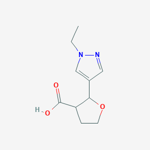 molecular formula C10H14N2O3 B13236731 2-(1-ethyl-1H-pyrazol-4-yl)oxolane-3-carboxylic acid 