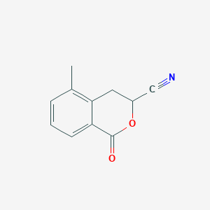 molecular formula C11H9NO2 B13236781 5-Methyl-1-oxo-3,4-dihydro-1H-2-benzopyran-3-carbonitrile 