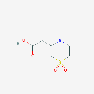 molecular formula C7H13NO4S B13237006 2-(4-Methyl-1,1-dioxidothiomorpholin-3-yl)acetic acid 