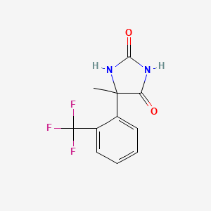 molecular formula C11H9F3N2O2 B13237018 5-Methyl-5-[2-(trifluoromethyl)phenyl]imidazolidine-2,4-dione 