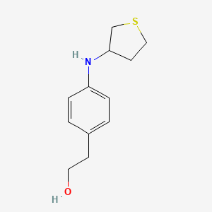 molecular formula C12H17NOS B13237053 2-{4-[(Thiolan-3-yl)amino]phenyl}ethan-1-ol 