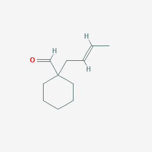 molecular formula C11H18O B13237246 1-(But-2-en-1-yl)cyclohexane-1-carbaldehyde 