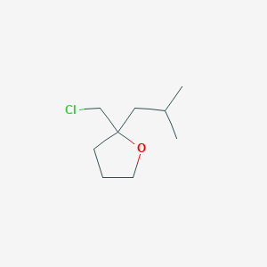 molecular formula C9H17ClO B13237437 2-(Chloromethyl)-2-(2-methylpropyl)oxolane 