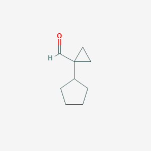 molecular formula C9H14O B13237494 1-Cyclopentylcyclopropane-1-carbaldehyde 