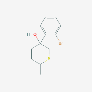 molecular formula C12H15BrOS B13237531 3-(2-Bromophenyl)-6-methylthian-3-ol 