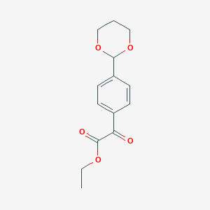 molecular formula C14H16O5 B1323768 4-(1,3-二氧六环-2-基)苯甲酰甲酸乙酯 CAS No. 951888-34-9
