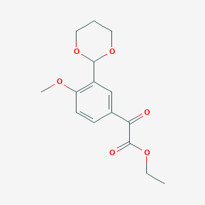molecular formula C15H18O6 B1323771 3-(1,3-二氧六环-2-基)-4-甲氧基苯甲酸乙酯 CAS No. 951888-43-0
