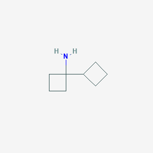 molecular formula C8H15N B13237811 1-Cyclobutylcyclobutan-1-amine 