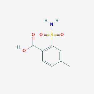 molecular formula C8H9NO4S B13237865 4-Methyl-2-sulfamoyl-benzoic acid 