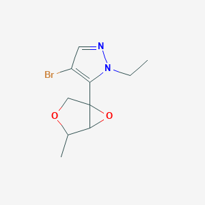 molecular formula C10H13BrN2O2 B13237901 4-Bromo-1-ethyl-5-{4-methyl-3,6-dioxabicyclo[3.1.0]hexan-1-yl}-1H-pyrazole 