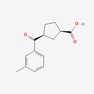 molecular formula C14H16O3 B1323791 cis-3-(3-Methylbenzoyl)cyclopentane-1-carboxylic acid 