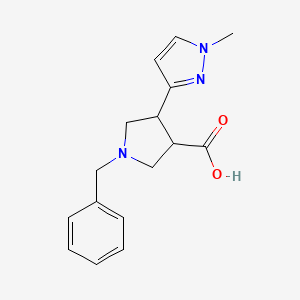 molecular formula C16H19N3O2 B13237929 1-Benzyl-4-(1-methyl-1H-pyrazol-3-yl)pyrrolidine-3-carboxylic acid 