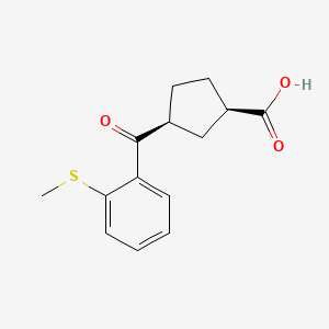 molecular formula C14H16O3S B1323793 顺式-3-(2-硫代甲基苯甲酰)环戊烷-1-羧酸 CAS No. 1134886-51-3