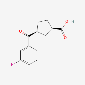 molecular formula C13H13FO3 B1323794 cis-3-(3-Fluorobenzoyl)cyclopentane-1-carboxylic acid 