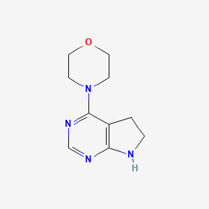 molecular formula C10H14N4O B13237948 4-{5H,6H,7H-pyrrolo[2,3-d]pyrimidin-4-yl}morpholine 