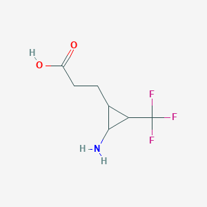 molecular formula C7H10F3NO2 B13237959 3-[2-Amino-3-(trifluoromethyl)cyclopropyl]propanoic acid 