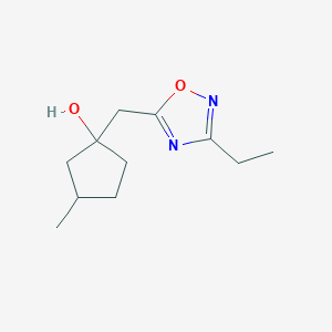 molecular formula C11H18N2O2 B13238015 1-[(3-Ethyl-1,2,4-oxadiazol-5-yl)methyl]-3-methylcyclopentan-1-ol 