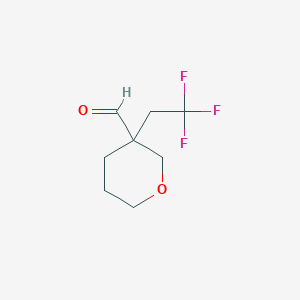 molecular formula C8H11F3O2 B13238033 3-(2,2,2-Trifluoroethyl)oxane-3-carbaldehyde 