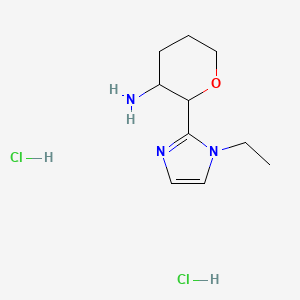 molecular formula C10H19Cl2N3O B13238039 2-(1-Ethyl-1H-imidazol-2-yl)oxan-3-amine dihydrochloride 