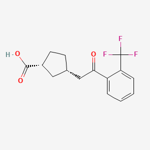 molecular formula C15H15F3O3 B1323805 顺式-3-[2-氧代-2-(2-三氟甲基苯基)乙基]环戊烷-1-羧酸 CAS No. 733740-45-9