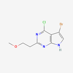 molecular formula C9H9BrClN3O B13238116 5-Bromo-4-chloro-2-(2-methoxyethyl)-7H-pyrrolo[2,3-d]pyrimidine 