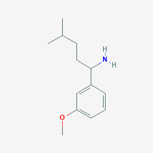 molecular formula C13H21NO B13238293 1-(3-Methoxyphenyl)-4-methylpentan-1-amine 